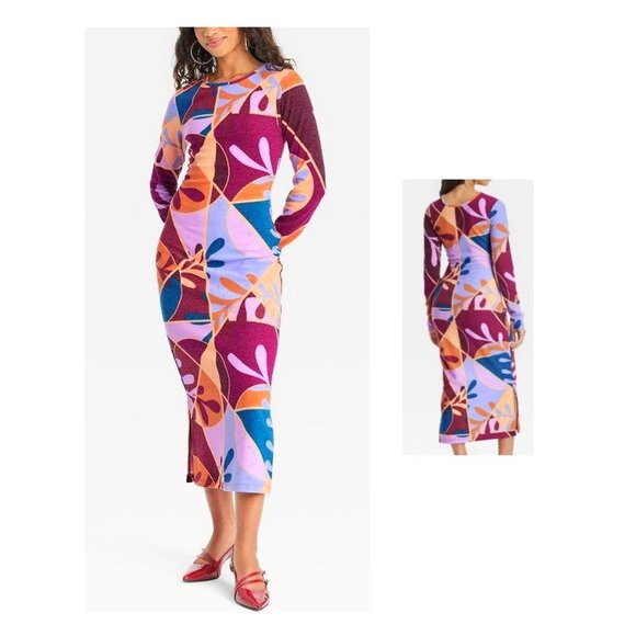 Latino Heritage Month Long Sleeve Midi Bodycon Sweater Dress L - Picture 10 of 12